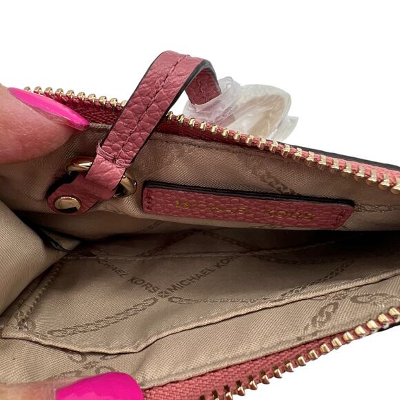 Michael Kors Jet Set Small Pebbled Leather Wristlet Card Coin Case Rose Gold - Picture 5 of 15